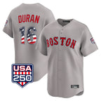 Boston Red Sox #16 Jarren Duran Player Gray Fedasgoge Road USA 250 Fourth of July Limited Home Game Stitched Jerseys