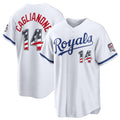 Kansas City Royals #14 Jac Caglianone USA 250 Fourth of July Home Stadium Jersey - White Fedasgoge