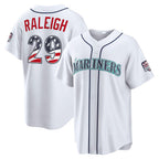 Seattle Mariners #29 Cal Raleigh USA 250 Fourth of July Home Stadium Jersey - White Fedasgoge