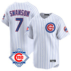 Chicago Cubs #7 Dansby Swanson Player White Fedasgoge 150th Anniversary Limited Home Game Stitched Jerseys