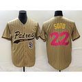 San Diego Padres #22 Juan Soto Tan Fedasgoge Pinstripe 2023 City Connect Cool Base Stitched Jersey 2
