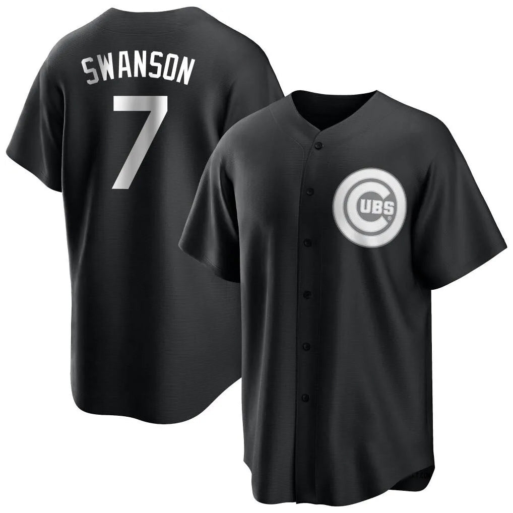 Chicago Cubs #7 Dansby Swanson Player Black Fedasgoge Game Stitched Jerseys