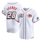 Cincinnati Reds #28 Eugenio Su¨¢rez Player White Fedasgoge Speedway Classic Home Limited Stitched Jerseys