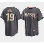 Washington Nationals #19 Josh Bell 2022 Grey Fedasgoge City Connect Cherry Blossom Cool Base Stitched Jersey