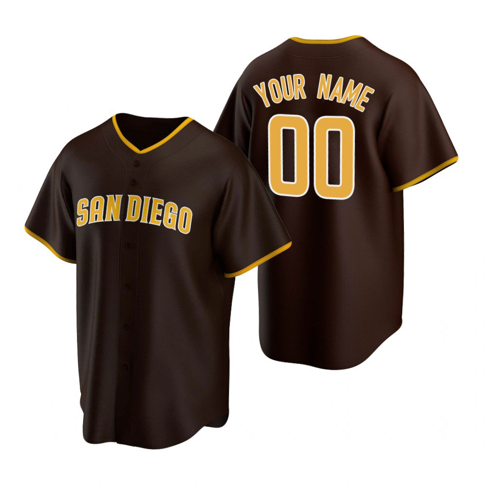Custom San Diego Padres Brown Fedasgoge 2020 Stitched Cool Base Road Jersey