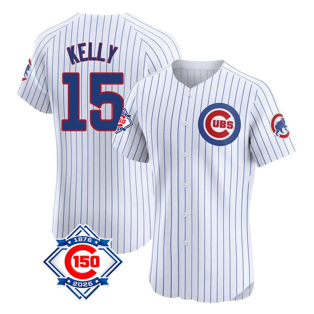Chicago Cubs #15 Carson Kelly Player White Fedasgoge 150th Anniversary Limited Elite Home Game Stitched Jerseys