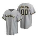 Custom Milwaukee Brewers Gray Fedasgoge Stitched Cool Base Road Jersey
