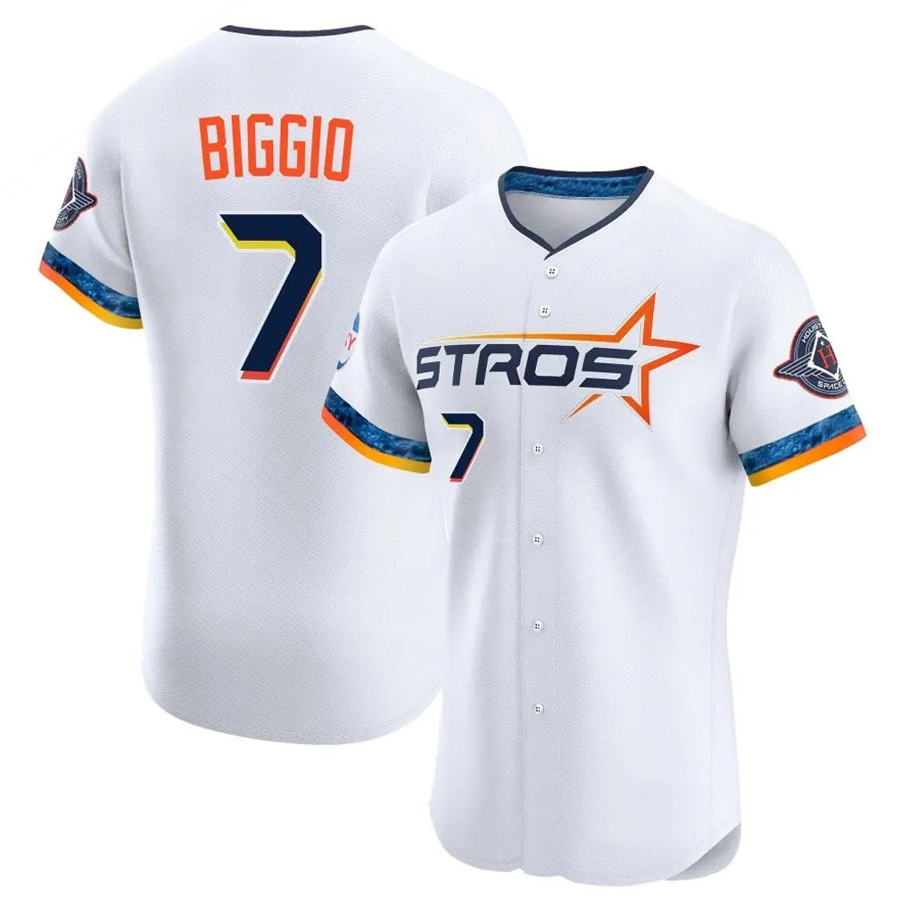 Houston Astros #7 Craig Biggio Player White Fedasgoge City Connect Limited Elite Home Stitched Jerseys