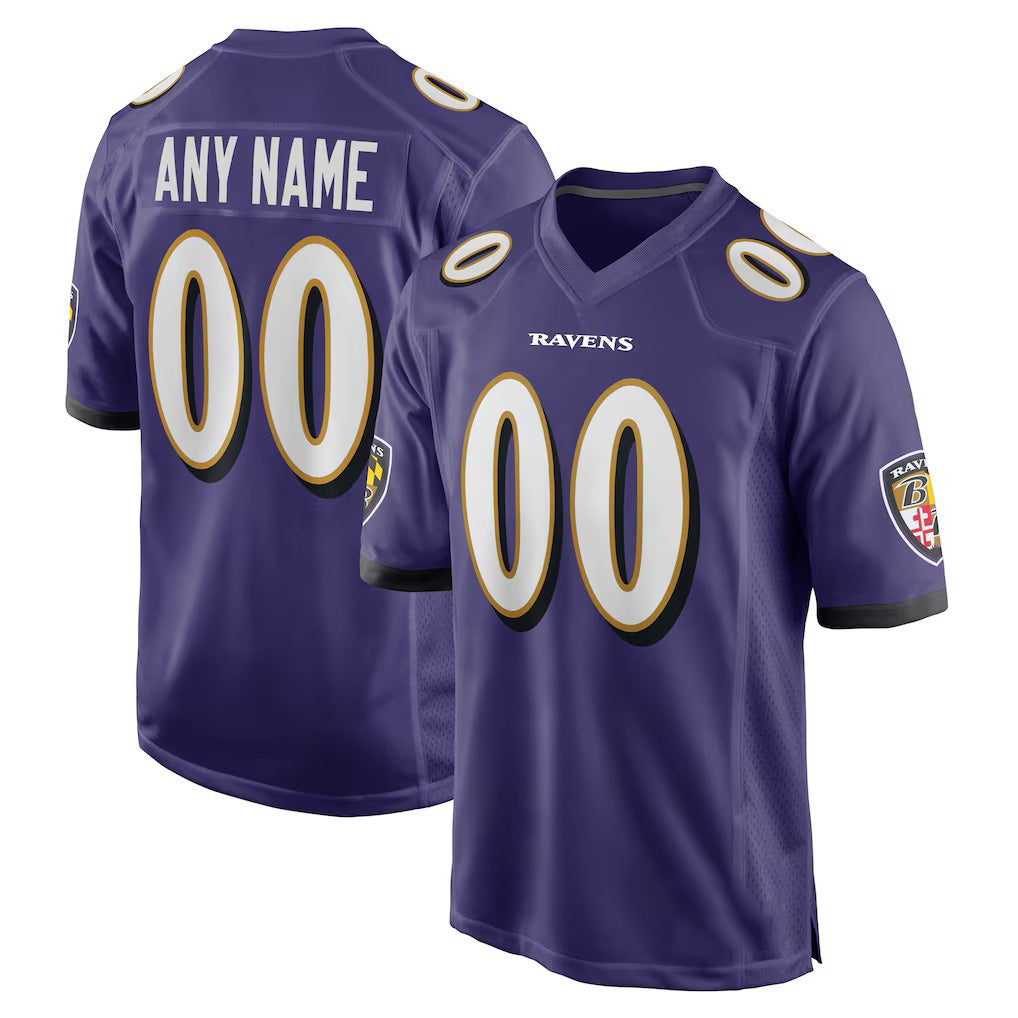 Custom B.Ravens Purple Fedasgoge Game Jersey