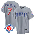 Chicago Cubs #7 Dansby Swanson Player Gray Fedasgoge 150th Anniversary Home Game Stitched Jerseys