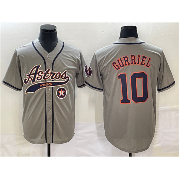 Houston Astros #10 Yuli Gurriel Gray Fedasgoge With Patch Cool Base Stitched Jersey