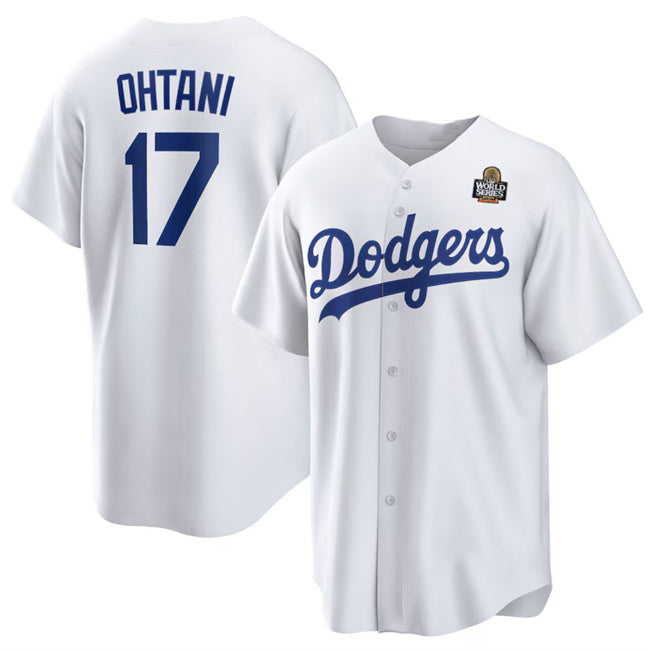 Los Angeles Dodgers #17 Shohei Ohtani White Fedasgoge 2024 World Series Cool Base Stitched Jersey