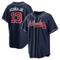 Atlanta Braves #13 Ronald Acuna Jr. Navy FOULKSSHOP Alternate Replica Player Name Jersey