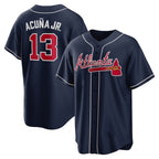Atlanta Braves #13 Ronald Acuna Jr. Navy FOULKSSHOP Alternate Replica Player Name Jersey