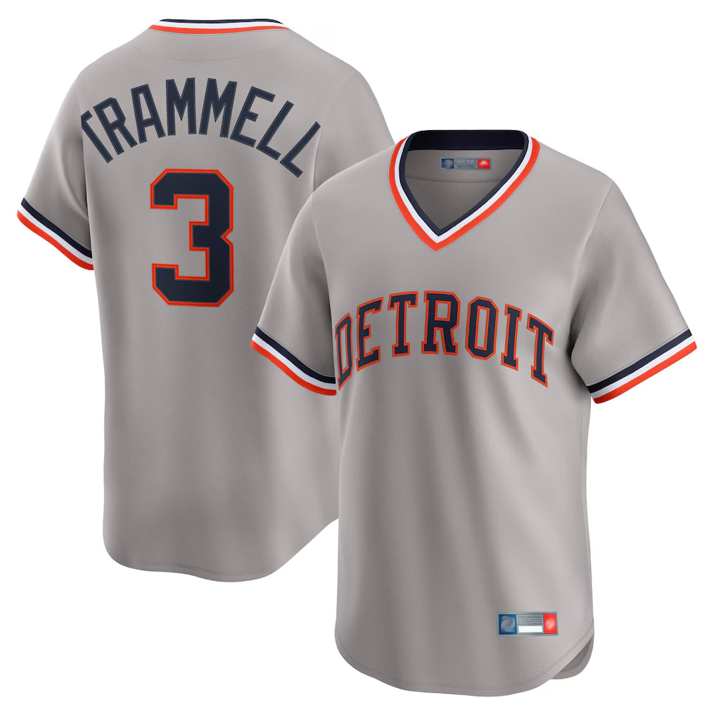 Detroit Tigers #3 Alan Trammell Player Gray Fedasgoge Cooperstown T-shirt Home Game Stitched Jerseys