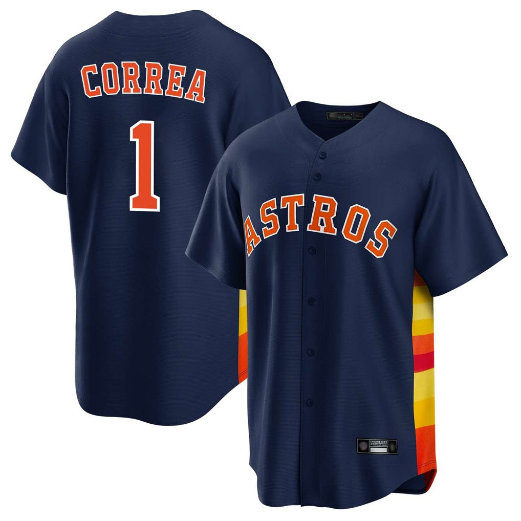 Houston Astros #1 Carlos Correa Player Navy Fedasgoge Home Game Stitched Jerseys