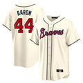Atlanta Braves #44 Hank Aaron Player Cream Fedasgoge Home Game Stitched Jerseys