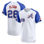 Atlanta Braves #28 Matt Olson White FOULKSSHOP City Connect Elite Jersey