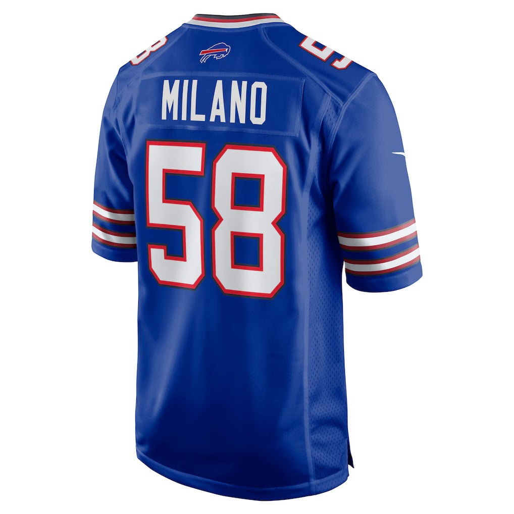 B.Bills #58 Matt Milano Royal Fedasgoge Game Player Jersey