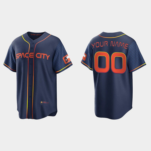 Custom Houston Astros ACTIVE PLAYER 2022 Navy Fedasgoge City Connect Cool Base Stitched Jersey