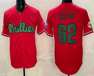 Philadelphia Phillies #62 Jason Kelce Red Fedasgoge Limited Stitched Jersey