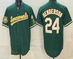 Oakland Athletics #24 Rickey Henderson 2026 Green Fedasgoge Alternate Sacramento Celebrating 125 Years Limited Jersey