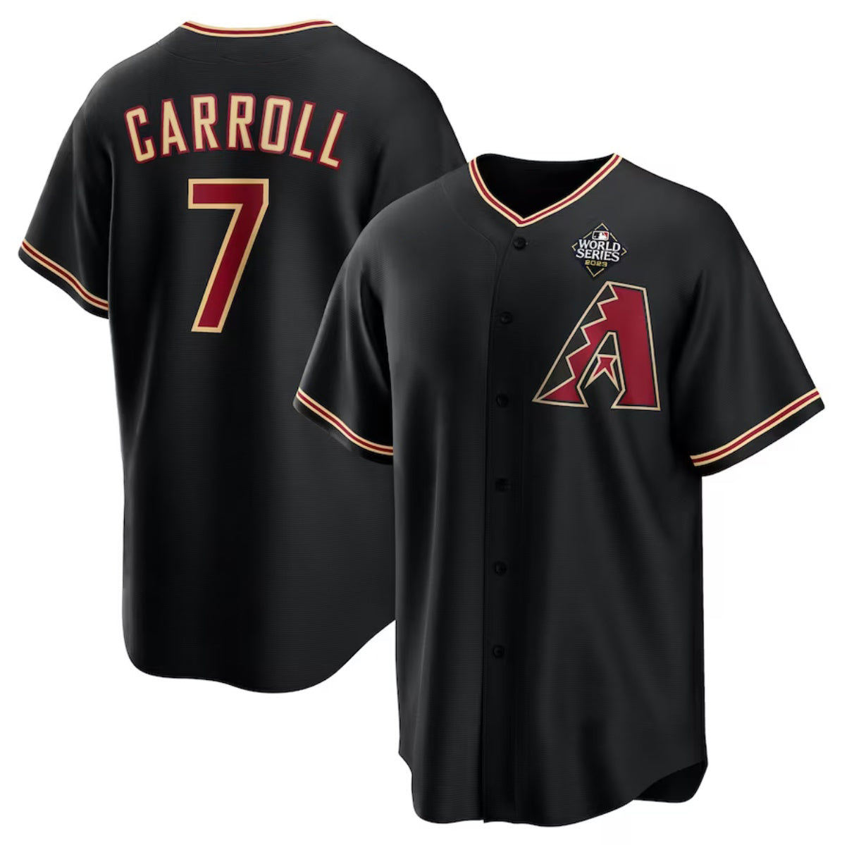 Arizona Diamondbacks #7 Corbin Carroll Black Fedasgoge 2023 World Series Cool Base Stitched Jersey