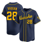 Milwaukee Brewers #28 Andrew Vaughn Navy Fedasgoge Alternate Limited Stitched Jersey