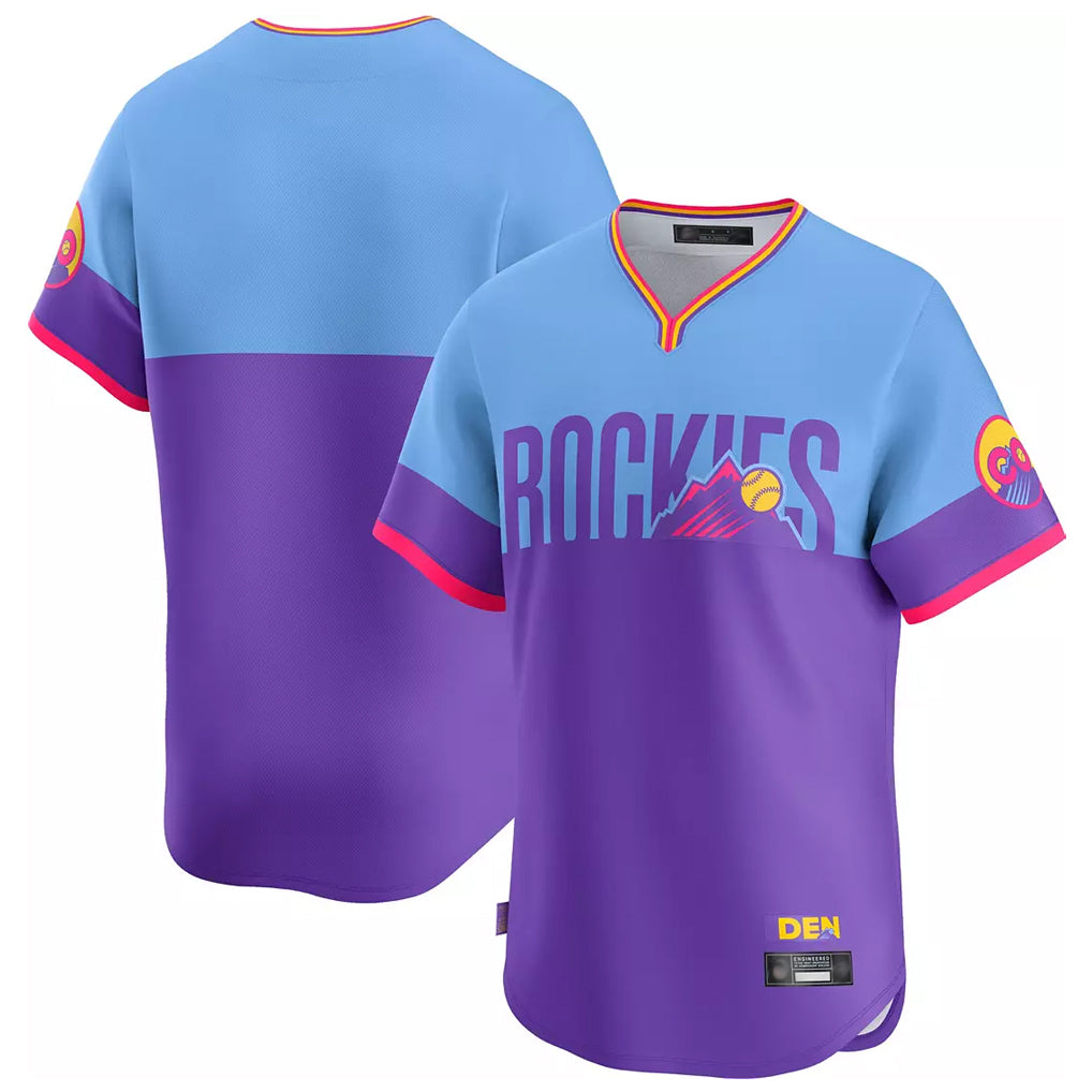 Colorado Rockies Blank Player Purple-Light Blue Fedasgoge City Connect Limited Home T-shirt Stitched Jerseys