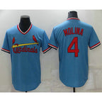 St. Louis Cardinals #4 Yadier Molina Light Blue Fedasgoge Pullover Cooperstown Collection Stitched Jersey