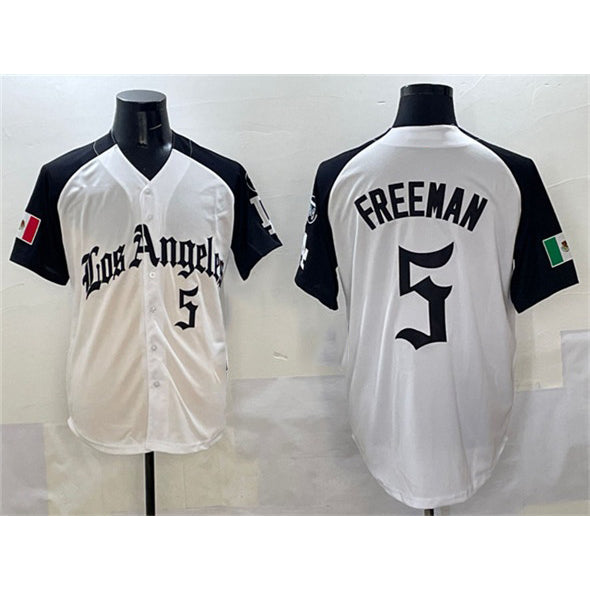 Los Angeles Dodgers #5 Freddie Freeman White Black Fedasgoge Mexico 2025 LA Gothic Style With Fernando Patch Vapor Premier Limited Stitched Jersey
