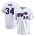Texas Rangers #34 Nolan Ryan White Fedasgoge Throwback Cooperstown Collection Limited Jersey