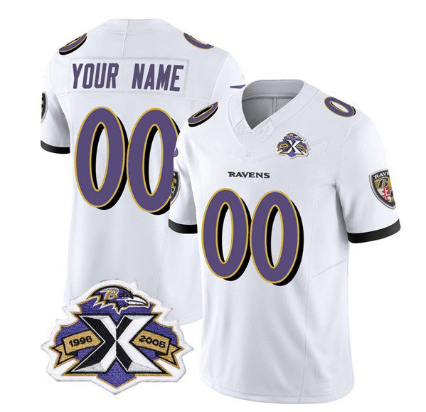 Custom B.Ravens Active Player White Fedasgoge 2023 F.U.S.E With Patch Throwback Vapor Limited Stitched Jersey