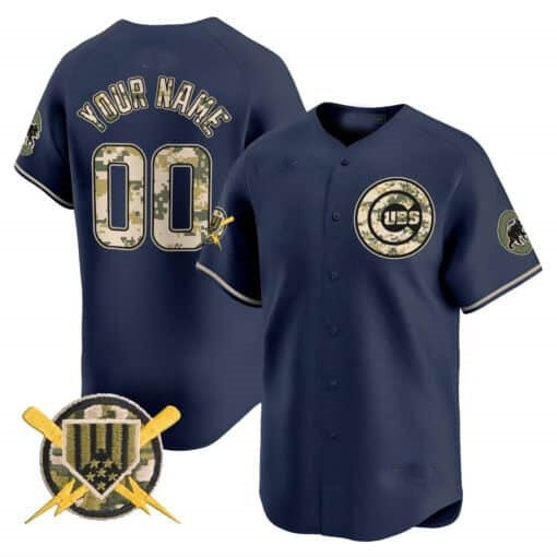 Custom Chicago Cubs Armed Forces Day Vapor Premier Limited Jersey ¨C Navy Fedasgoge