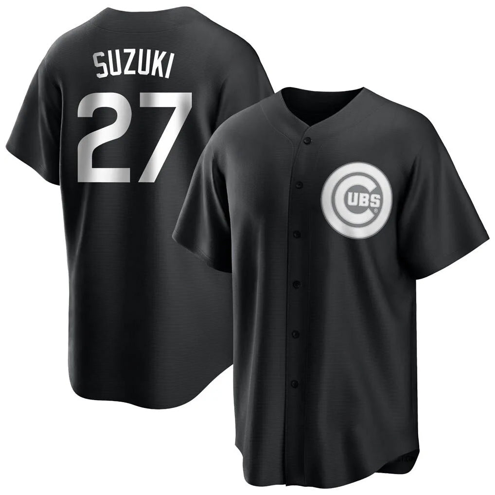 Chicago Cubs #27 Seiya Suzuki Player Black Fedasgoge Game Stitched Jerseys
