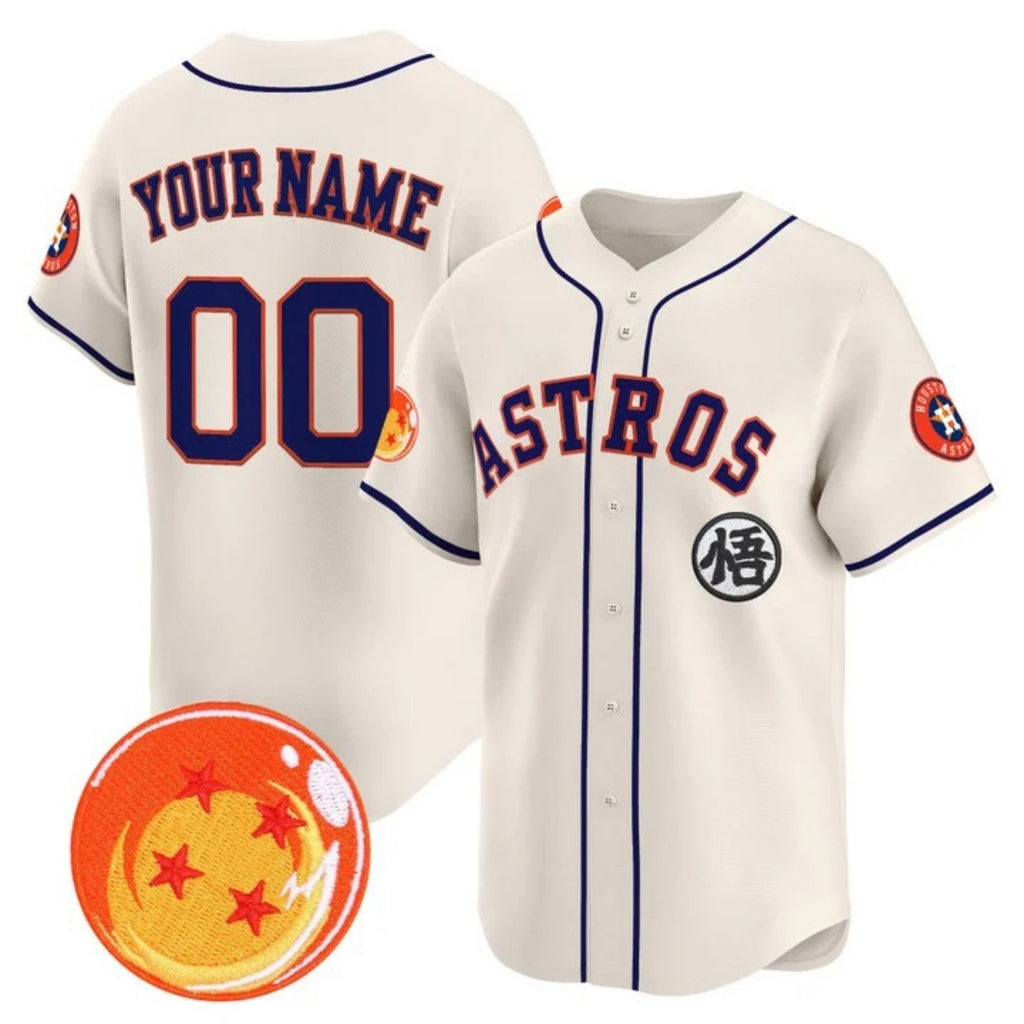 Custom Houston Astros x Dragon Ball Cream Fedasgoge Vapor Premier Limited Jersey - All Stitched