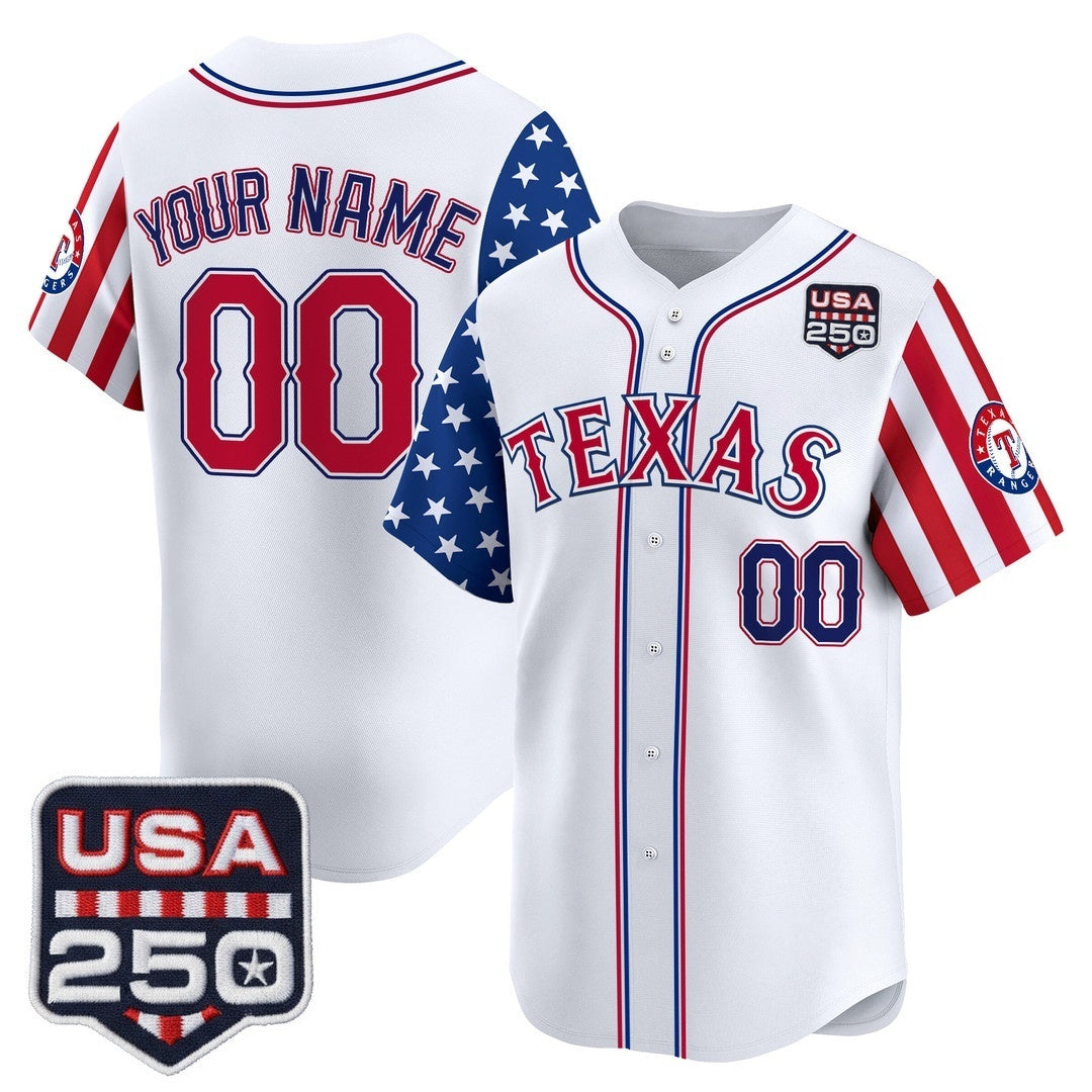 Custom Texas Rangers America 250 Edition Vapor Premier Limited White Fedasgoge Stitched Jerseys