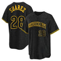 Cincinnati Reds #28 Eugenio Su¨¢rez Player Black Fedasgoge Snake Skin City Home Stitched Jerseys
