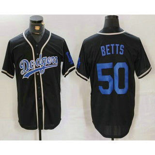 Los Angeles Dodgers #50 Mookie Betts Black Fedasgoge Cool Base With Patch Stitched Jersey