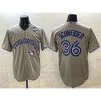 Toronto Blue Jays #36 Davis Schneider Gray Fedasgoge 2025 World Series Cool Base Stitched Jersey