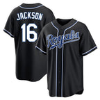 Kansas City Royals #16 Bo Jackson Player Black Fedasgoge Carbon Fashion Home Game Stitched Jerseys