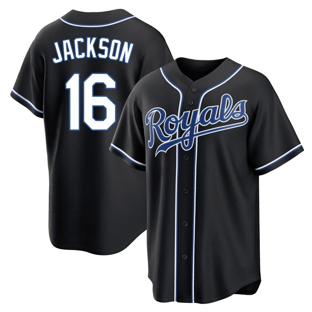Kansas City Royals #16 Bo Jackson Player Black Fedasgoge Carbon Fashion Home Game Stitched Jerseys