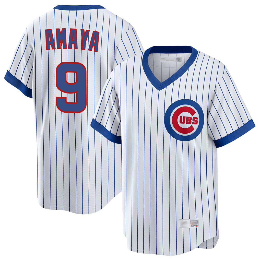Chicago Cubs #9 Miguel Amaya Player White Fedasgoge T-shirt Cooperstown Collection Limited Stitched Jerseys