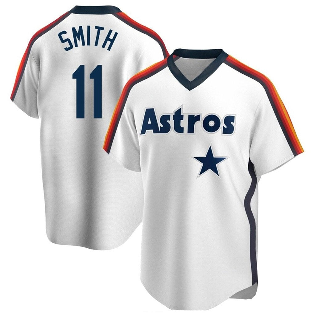 Houston Astros #11 Cam Smith Player White Fedasgoge Cooperstown Collection T-shirt Stitched Jerseys