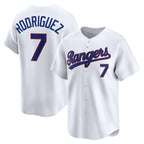 Texas Rangers #7 Ivan Rodriguez White Fedasgoge Throwback Cooperstown Collection Limited Jersey
