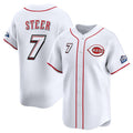 Cincinnati Reds #7 Spencer Steer White Fedasgoge 2025 Speedway Classic Home Limited Stitched Jersey