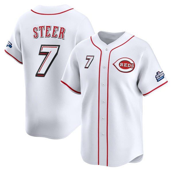 Cincinnati Reds #7 Spencer Steer White Fedasgoge 2025 Speedway Classic Home Limited Stitched Jersey