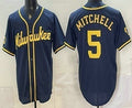 Milwaukee Brewers #5 Garrett Mitchell Navy Blue Fedasgoge Stitched Cool Base Jersey