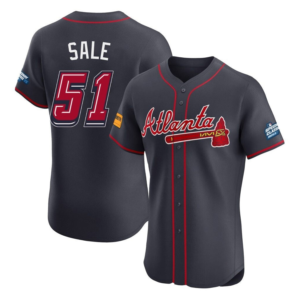 Atlanta Braves #51 Chris Sale Player Navy Fedasgoge 2025 Speedway Classic Limited Elite Home Game Stitched Jerseys
