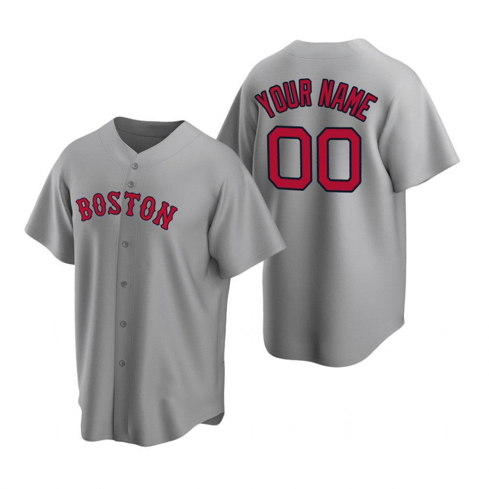 Custom Boston Red Sox Gray Fedasgoge Stitched Cool Base Road Jersey